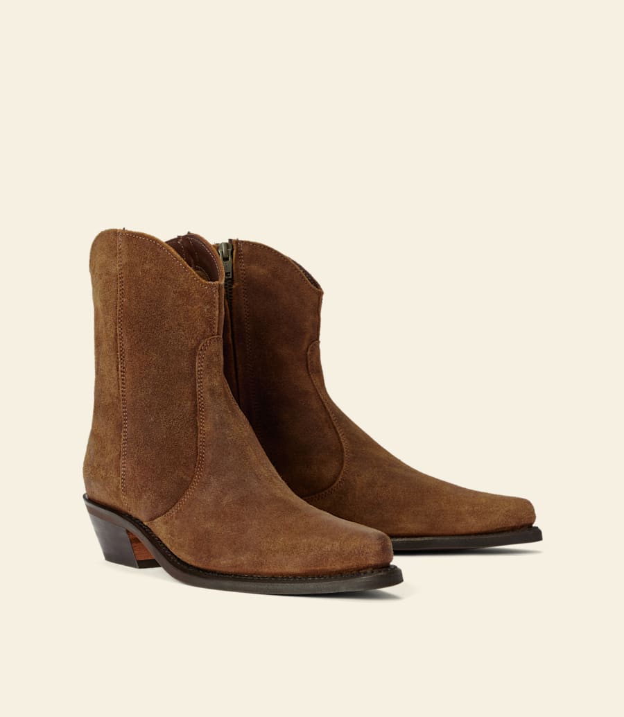 bottes etta – cuir suédé ciré gingembre
