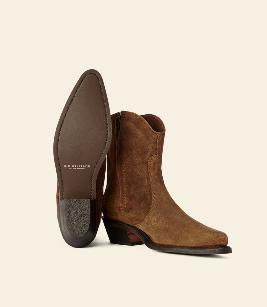 bottes etta – cuir suédé ciré gingembre