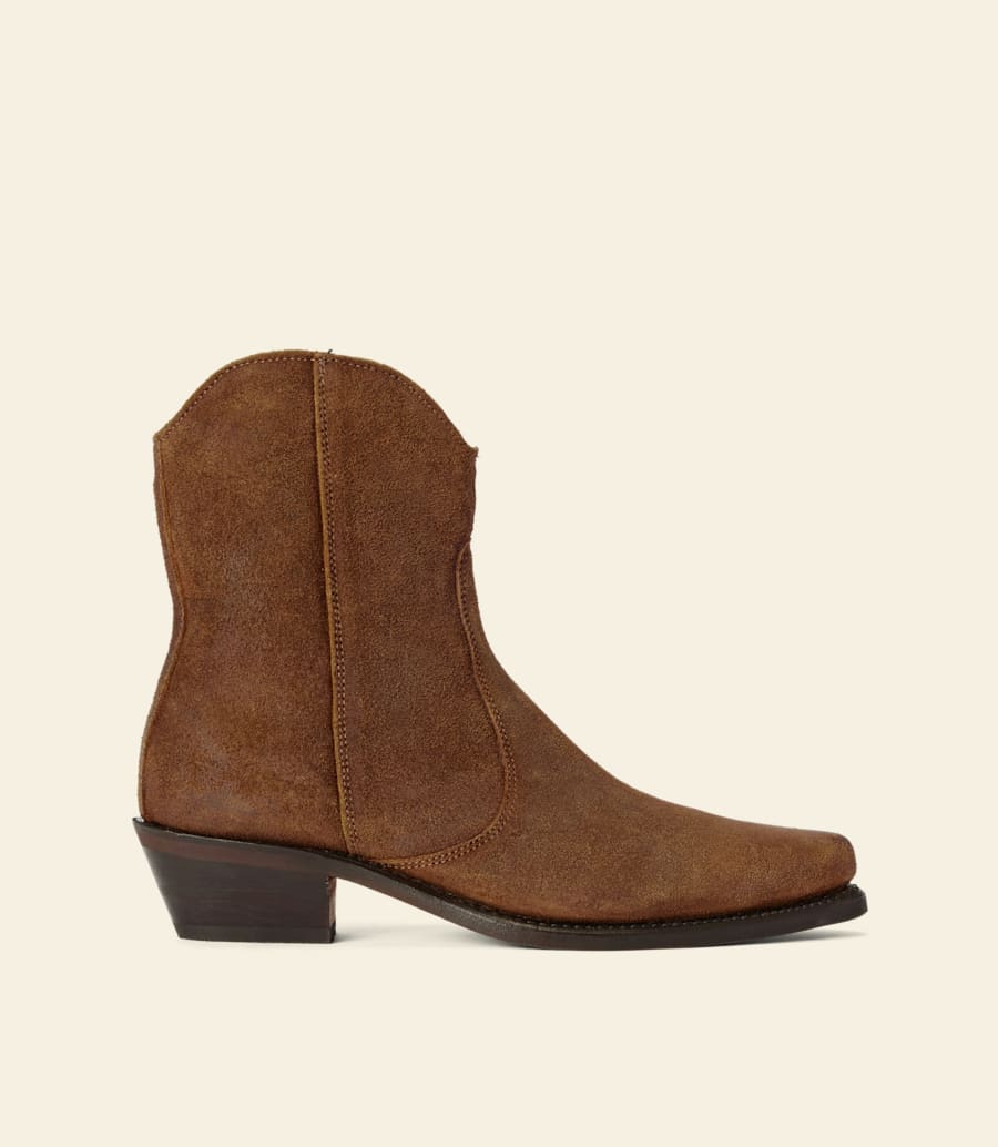 bottes etta – cuir suédé ciré gingembre