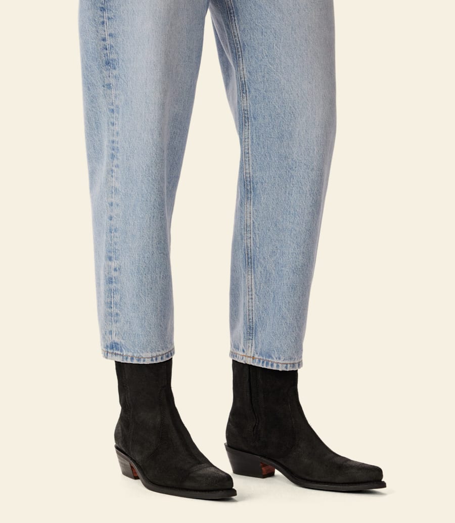 bottes etta – cuir suédé ciré noir