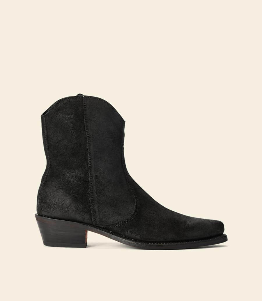 bottes etta – cuir suédé ciré noir