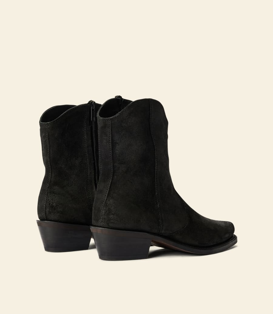 bottes etta – cuir suédé ciré noir