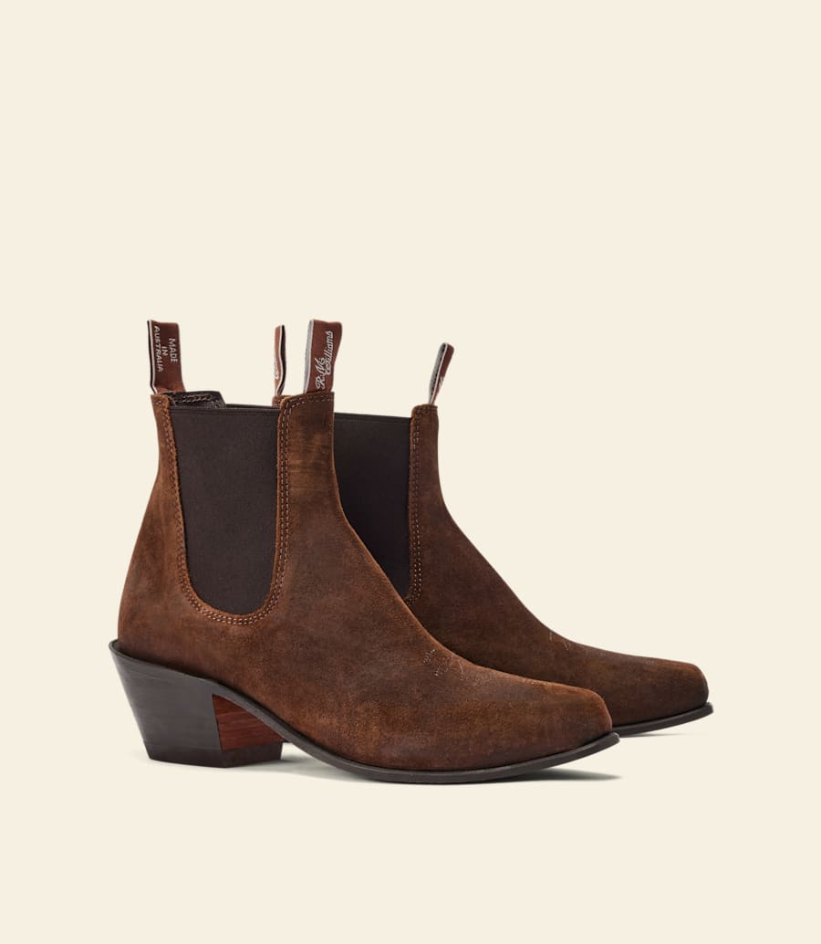 bottes santa fe – cuir suédé ciré gingembre