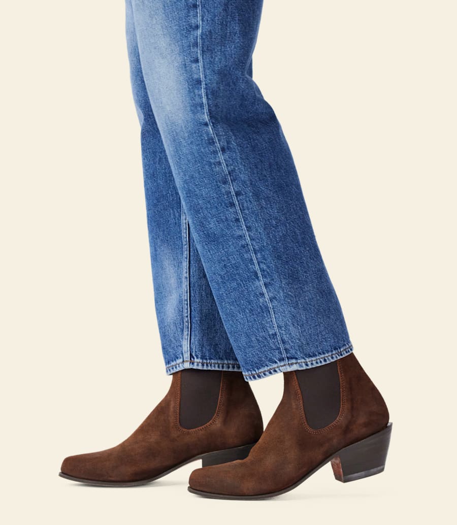 bottes santa fe – cuir suédé ciré gingembre