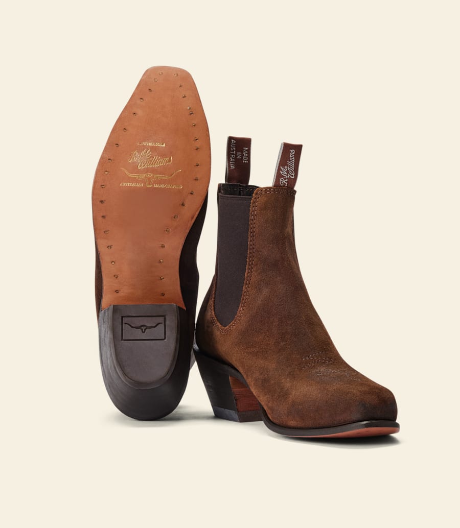 bottes santa fe – cuir suédé ciré gingembre