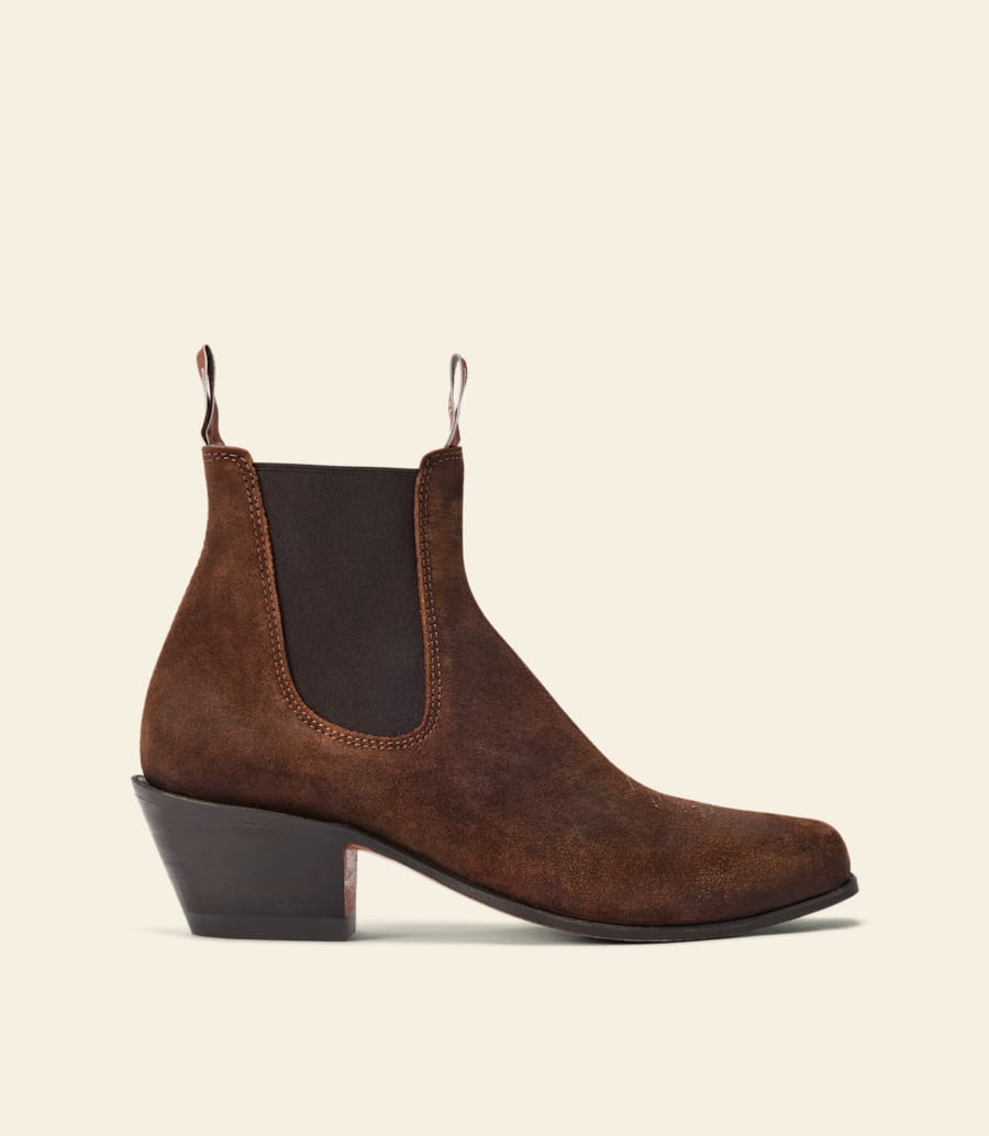 bottes santa fe – cuir suédé ciré gingembre