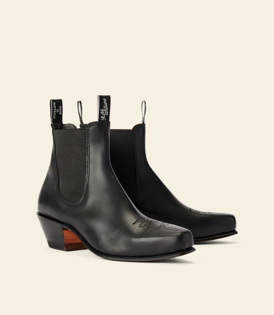 bottes santa fe – cuir aniline noir