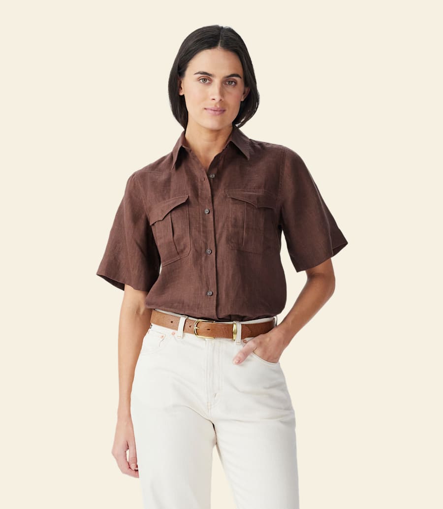 chemise en lin à manches courtes crispin