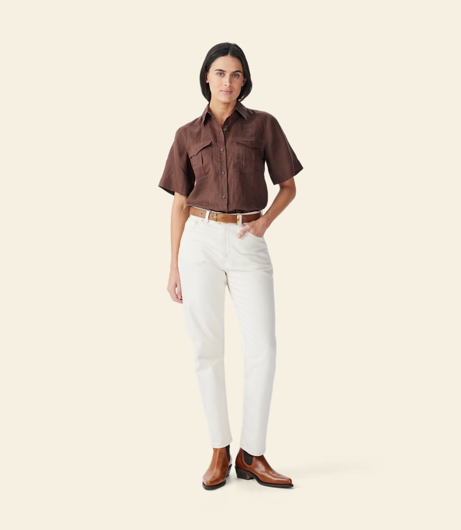 chemise en lin à manches courtes crispin