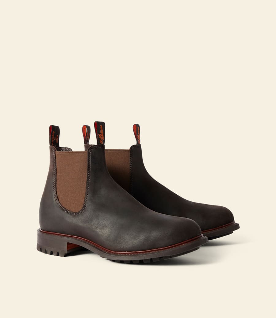 bottes gardener commando – cuir suédé ciré marron foncé