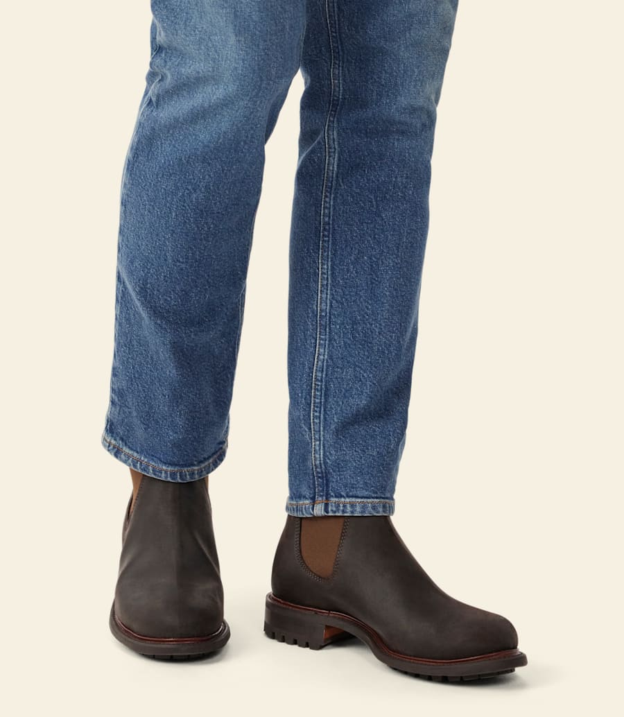 bottes gardener commando – cuir suédé ciré marron foncé