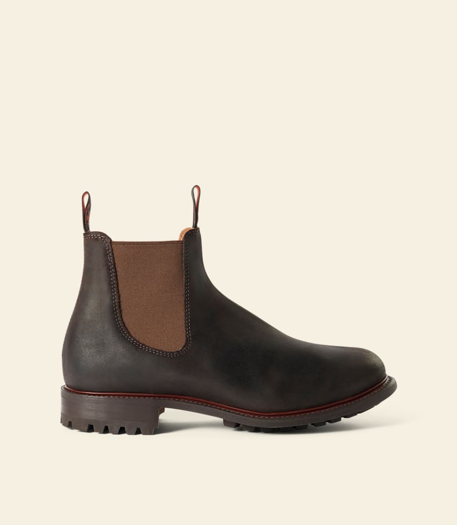 bottes gardener commando – cuir suédé ciré marron foncé
