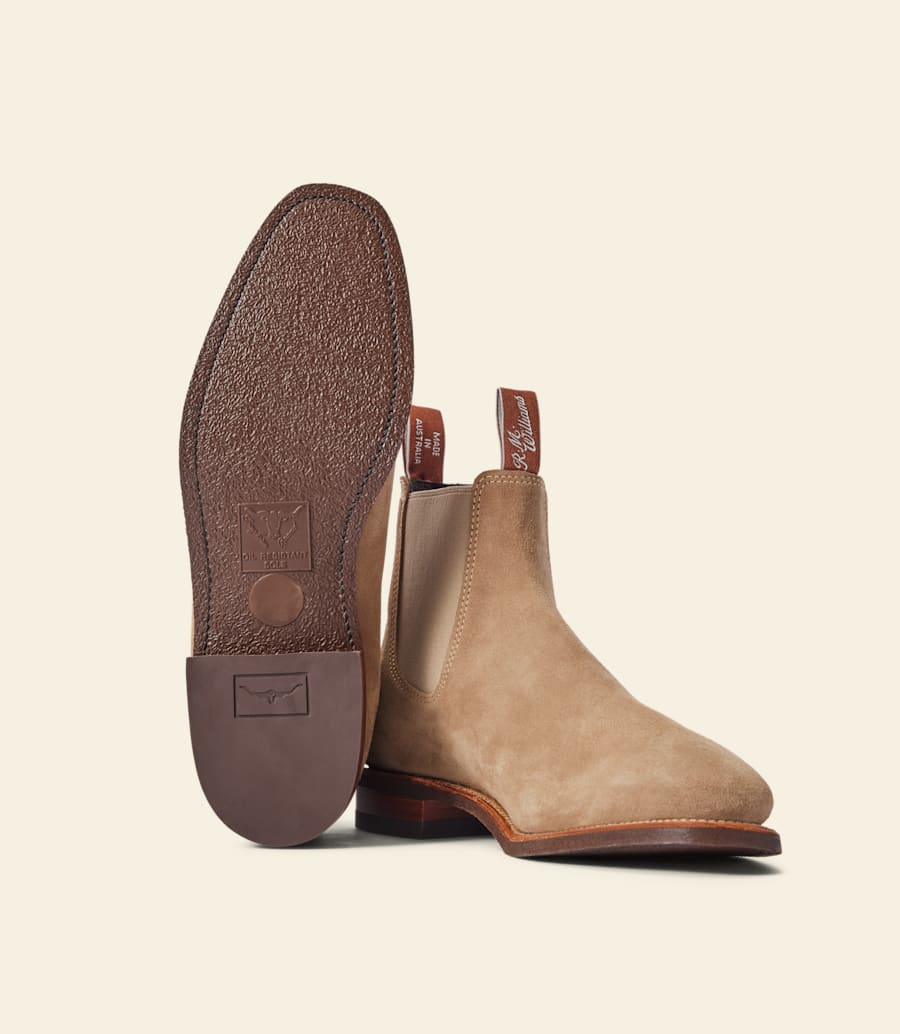 bottes artisanales – cuir suédé de frêne