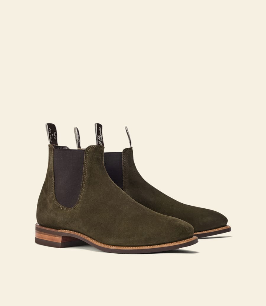 bottes artisanales – cuir suédé deucalyptus