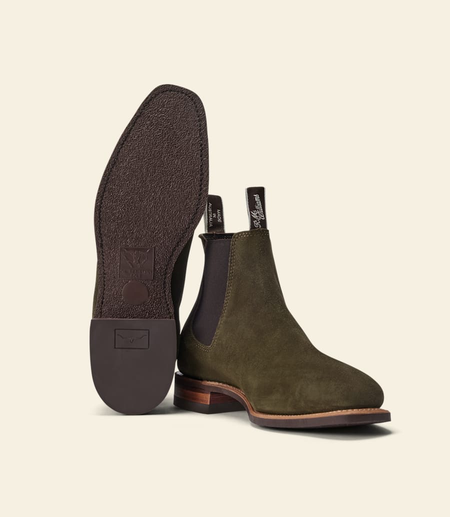 bottes artisanales – cuir suédé deucalyptus