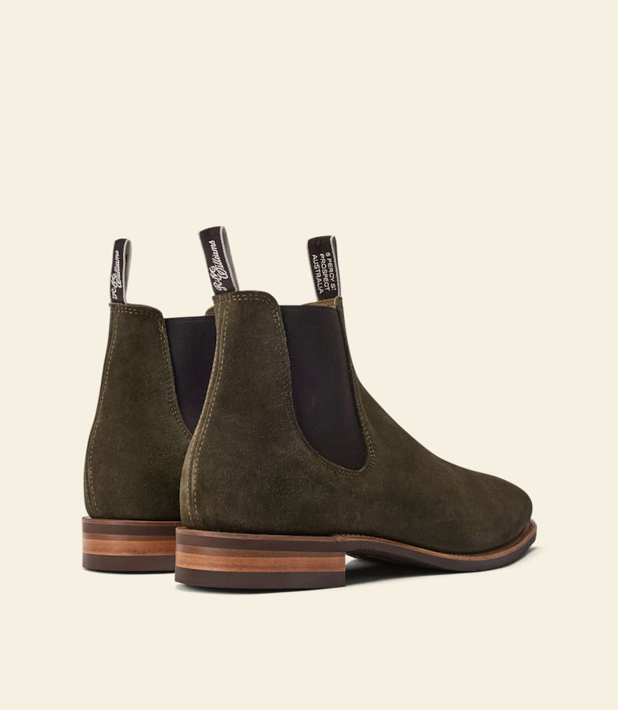 bottes artisanales – cuir suédé deucalyptus
