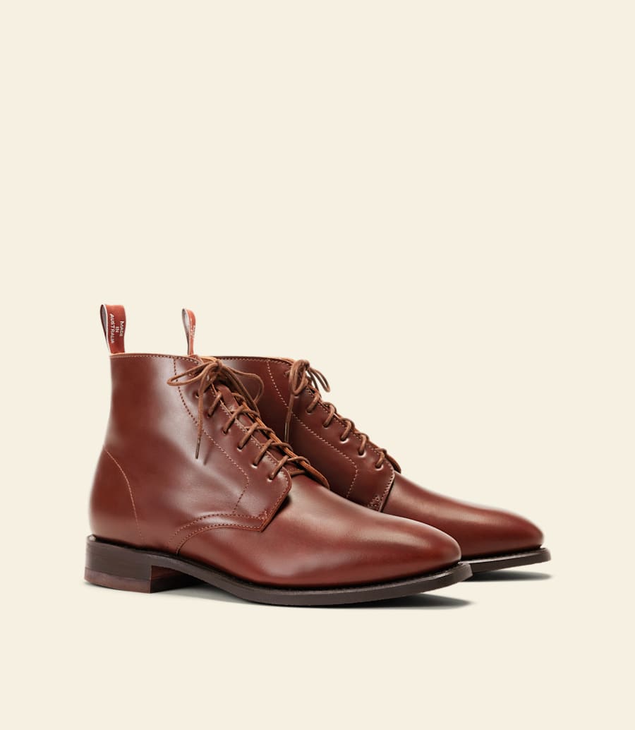 bottines à lacets craftsman – cuir pull-up marron foncé