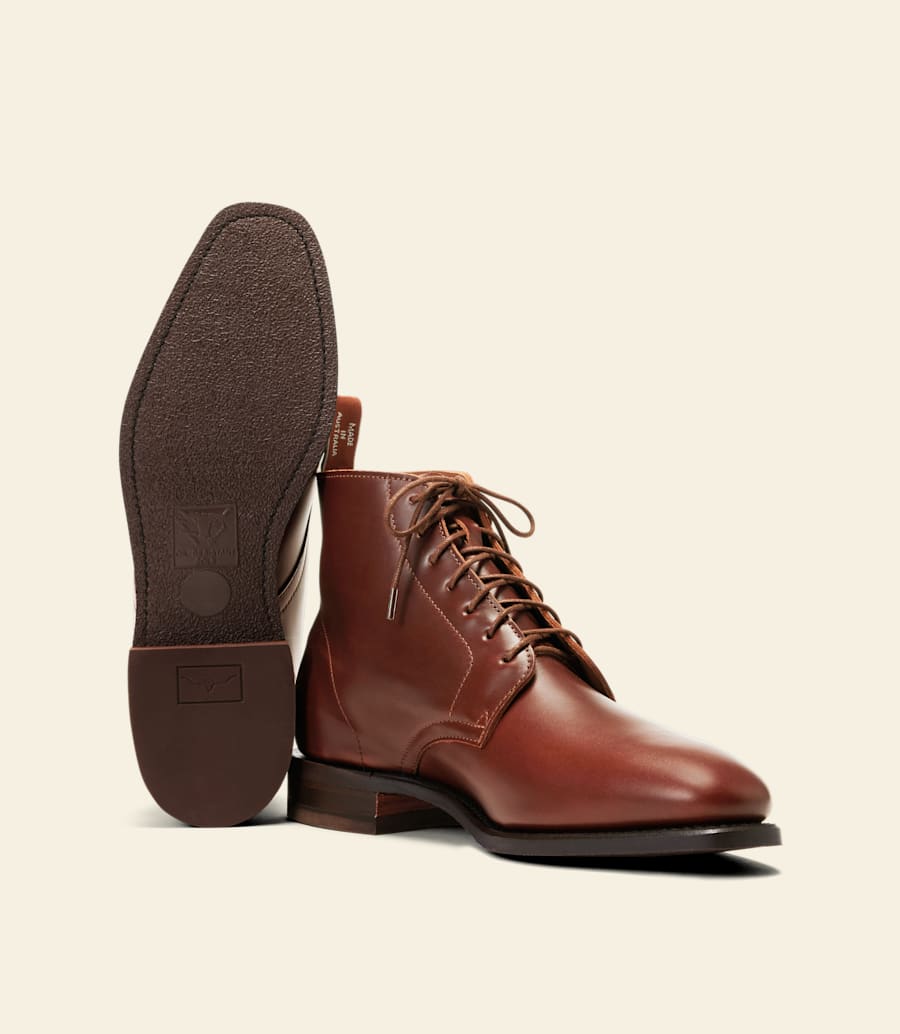 bottines à lacets craftsman – cuir pull-up marron foncé