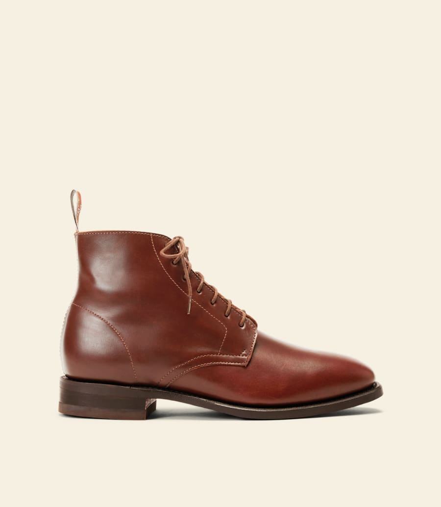 bottines à lacets craftsman – cuir pull-up marron foncé