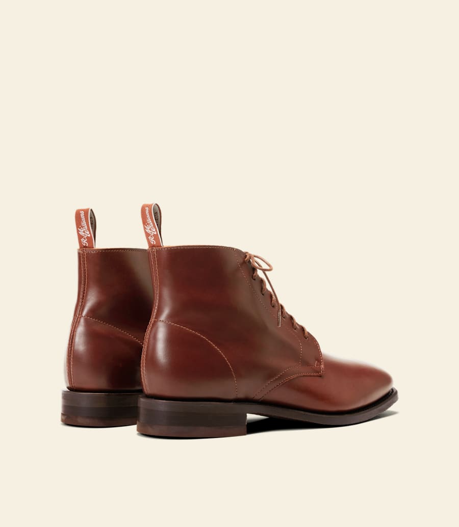 bottines à lacets craftsman – cuir pull-up marron foncé