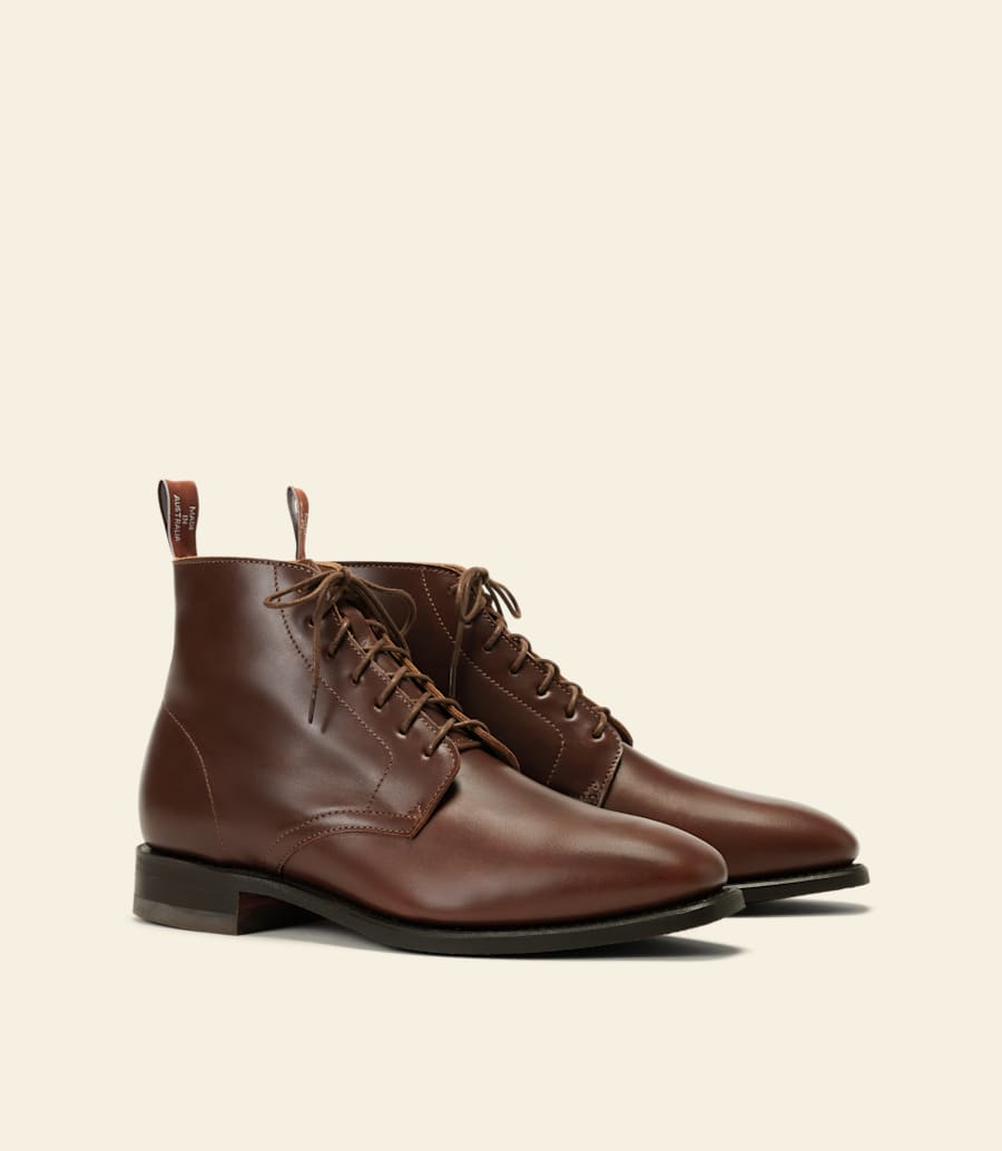 bottines à lacets craftsman – cuir marron pull-up