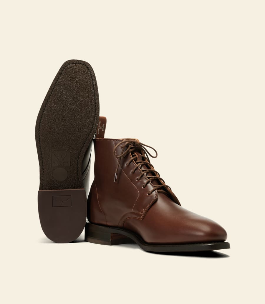bottines à lacets craftsman – cuir marron pull-up