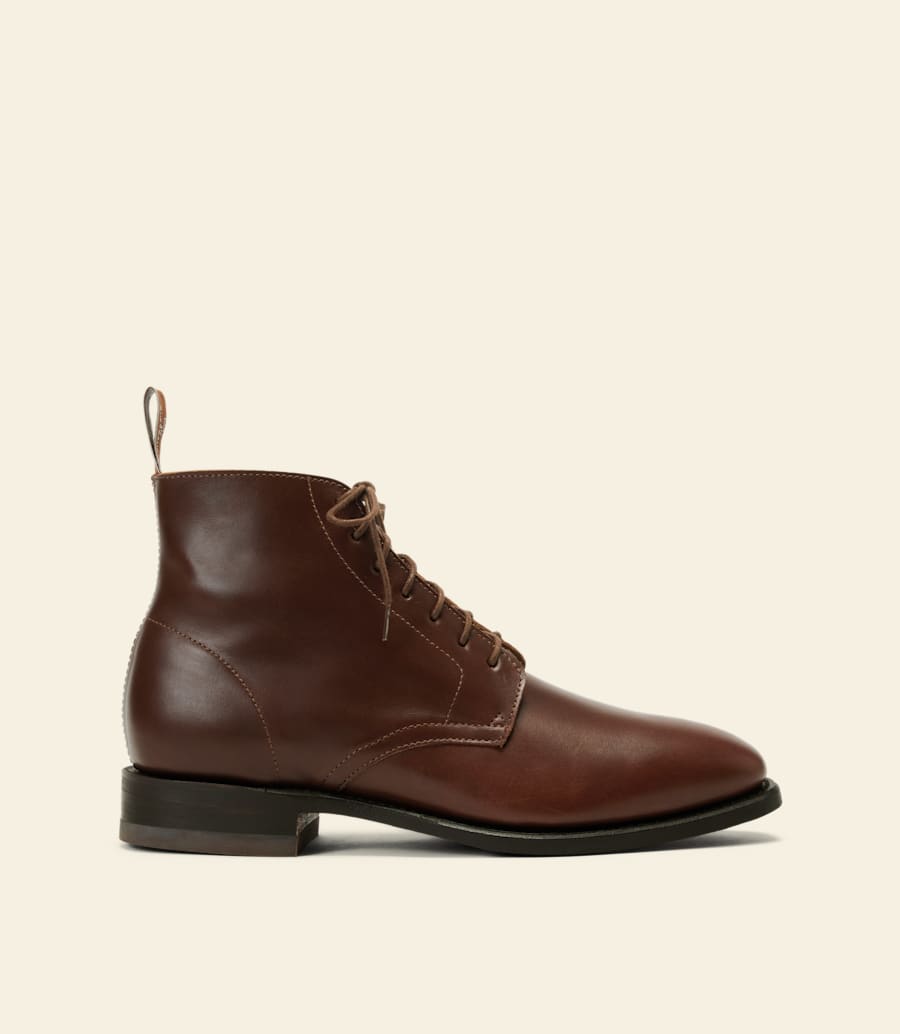 bottines à lacets craftsman – cuir marron pull-up