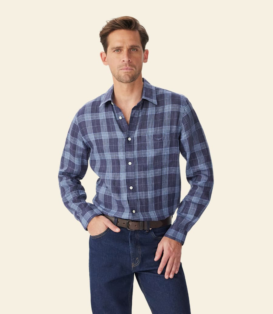 robe en lin à carreaux chemise