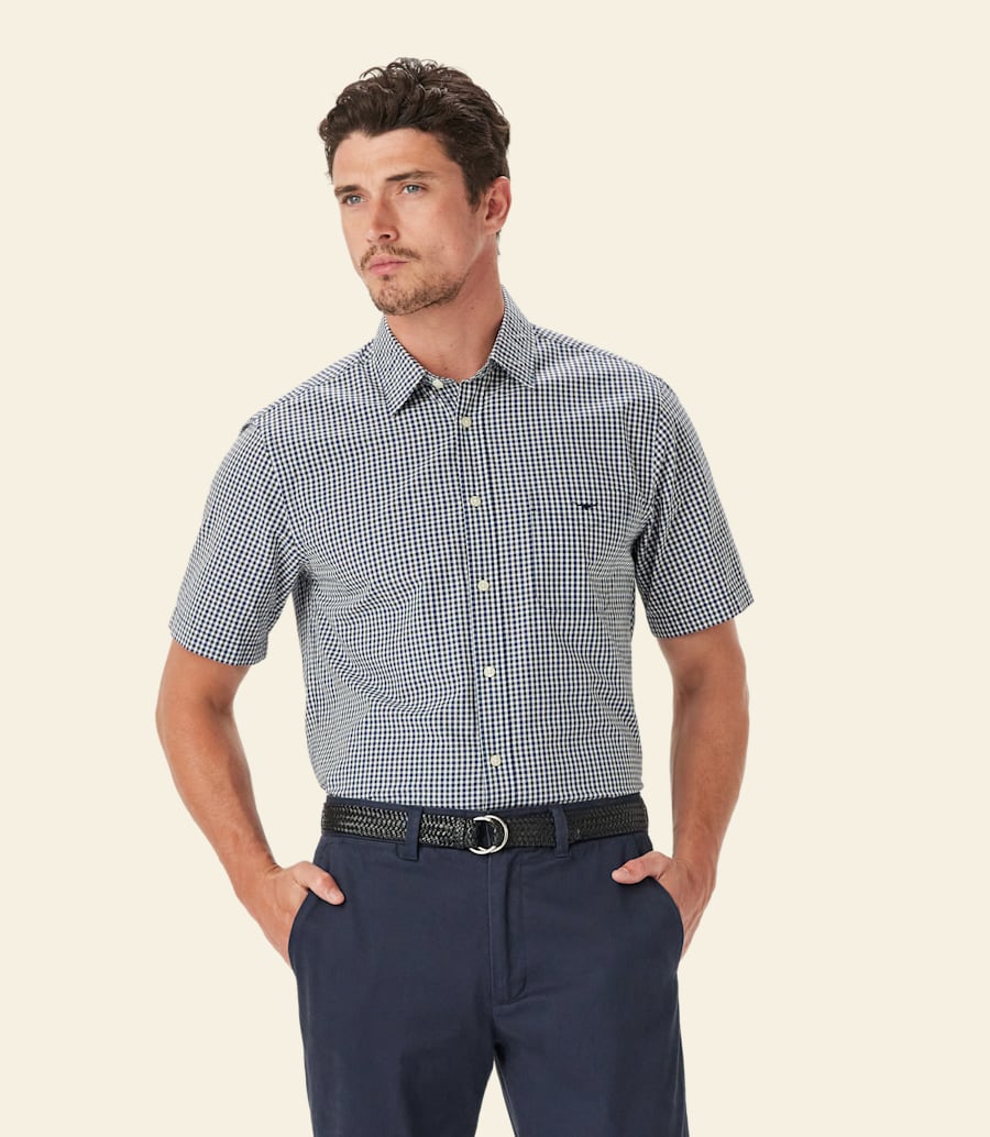 chemise classique en popeline à carreaux