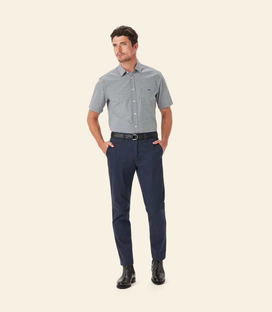 chemise classique en popeline à carreaux